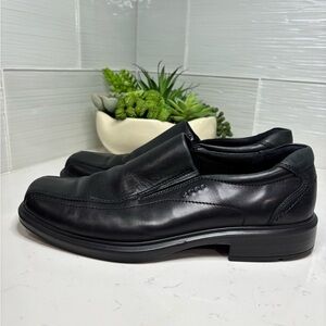 ECCO Men's Black Leather Slip-On Loafers Size 42 EU / 8-8.5 US Comfort Shoes